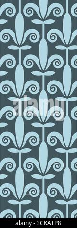 Stilvolles hellblaues Blumenmuster mit spiralförmigen Akzenten auf dunklem Hintergrund Stock Vektor