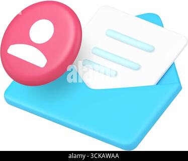 Öffnen Sie den Umschlag und das Benutzerprofilsymbol für Messaging-Apps und Kommunikationsplattformen. Repräsentiert E-Mail, Kontakt, persönlich, Interaktion und Verbindung. Stock Vektor