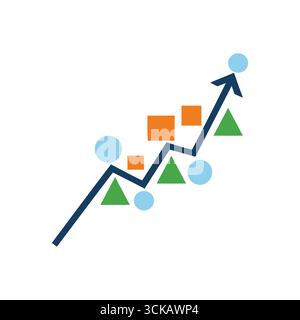 Symbol für wachsendes Diagramm. Pfeilsymbol nach oben. Vektor des Finanzwachstums. Diagramm zum Geschäftsfortschritt. Stock Vektor