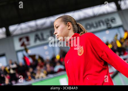 Farum, Dänemark. September 2025. Signe Antvorskov vom FC Nordsjaelland wurde während des Qualifikationsspiels des UEFA-Europapokals der Frauen zwischen dem FC Nordsjaelland und Kups rechts im Dream Park in Farum gesehen. Quelle: Gonzales Photo/Alamy Live News Stockfoto