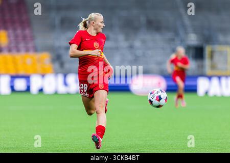 Farum, Dänemark. September 2025. Cecilie Larsen (28) vom FC Nordsjaelland, das während des Qualifikationsspiels des UEFA-Europapokals der Frauen zwischen dem FC Nordsjaelland und den Kups rechts im Dream Park in Farum zu sehen war. Quelle: Gonzales Photo/Alamy Live News Stockfoto