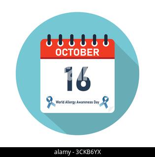 Welt Allergie Awareness Day 16. Oktober – Grafisches Design Im Kalender. Banner für Post in sozialen Medien. Vektorabbildung Stock Vektor