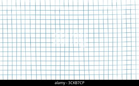 Graphen-Buntstift handgezeichnet strukturiertes quadratisches Raster blau für Notizen, geometrische Linienstruktur. Buntstift- oder Bleistiftstreifen, Punkte für Kugelschreiberblätter. Vektorabbildung Stock Vektor