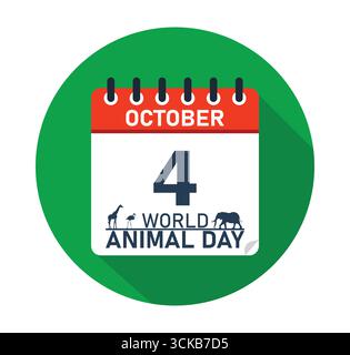 Kalenderdesign Des World Animal Day 4. Oktober. Banner für Post in sozialen Medien. Vektorabbildung Stock Vektor