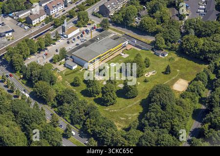 Luftaufnahme, Friedrich-Wennmann-Bad und Liegewiese, Heissen - Mitte, Müelheim an der Ruhr, Ruhrgebiet, Nordrhein-Westfalen, Deutschland, Baden es Stockfoto