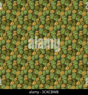 Nahtloses olivfarbenes Muster. Olive Beeren Nahaufnahme nahtloses Muster. Vektorgrafik Linie farbige Illustration. Natürliches Gemüse beim Bio-Kochen Stock Vektor