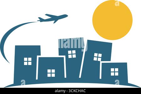 Illustration des Reise- und Urlaubslogos Stock Vektor