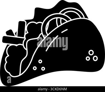 Symbol Taco in Silhouettenstil Vektorillustration isoliertes Design Stock Vektor
