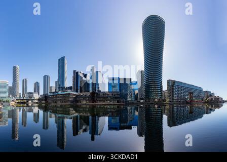 Ein Bild der modernen Apartments und Büros auf der Isle of Dogs. Stockfoto