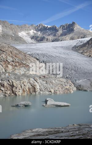 Blick auf den Rhonegletscher in der Schweiz Stockfoto