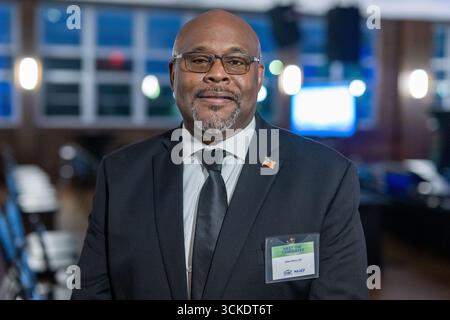 Houston, USA. September 2025. Dr. Allen Berry nimmt am 8. September 2025 im Eldorado Ballroom im Project Tow Houses in Houston, Texas, am 18. Kongressabgeordneten Teil. (Foto: Marcus Ingram/SIPA USA) Credit: SIPA USA/Alamy Live News Stockfoto