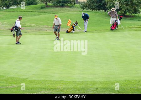 Alabama Madison County, Huntsville, Hampton Cove Golfplatz, Sport, Sportler, Erholung, Spiel, Landschaft, Design, Golf, Können, Fahren, Putting, Grün, Sand-tra Stockfoto