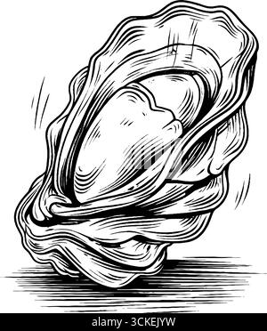 Vintage gravierte Illustration der Austernschale - Retro-Design für Naturkunst. Stock Vektor