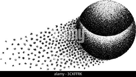 Abstrakte Dotwork-Illustration einer sichelförmigen Form mit Stippeleffekt. Stock Vektor