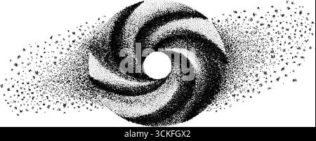 Abstraktes Spiraldesign im stippling-Dotwork mit konzentrischen Mustern. Stock Vektor