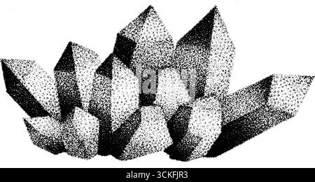Komplizierte Stipple Punktwork Kristall Cluster Illustration für künstlerisches Design. Stock Vektor