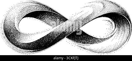 Komplizierte Punktstippelabbildung des Unendlichkeitssymbols für Design und Dekor. Stock Vektor