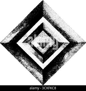 Geometrische Diamantstipple-Dotwork-Illustration mit Rastereffekt für Tattoo und Design. Stock Vektor