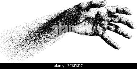 Stippelnde Dotwork-Kunst, menschliche Hand mit Vintage-Halbtoneffekt zu erreichen. Stock Vektor