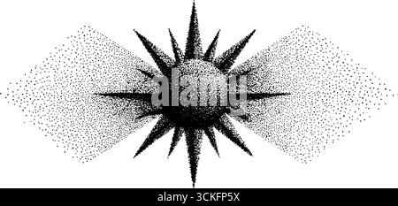 Kompasssternillustration mit Stufenmuster für Tätowierung. Stock Vektor