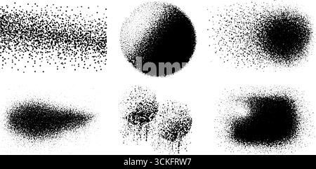 Illustrationsset mit Punktmuster und Sprays und Kometen. Stock Vektor