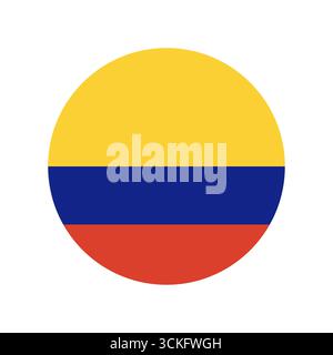 Flagge von Kolumbien. Runde kolumbianische Flagge. Kolumbien Flaggenkreis Symbol. Stock Vektor