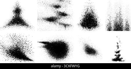 Gestreifte Dotwork-Nebel-Illustrationen mit Sprühmustern für kreatives Design. Stock Vektor