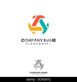 Farbenfrohes, modernes Design-Symbol mit dreifacher T-Logoform. Vektorabbildung Stock Vektor