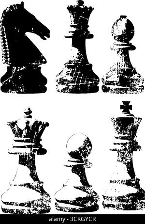 Kontrastreiche Schachfiguren für urbane Design- und Druckprojekte. Stock Vektor