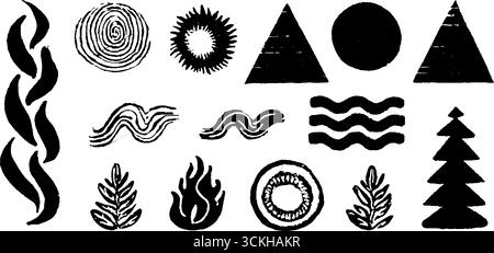 Okkulte Alchemie-Symbole und -Formen nahtloses Linolmuster für mystisches Design. Stock Vektor