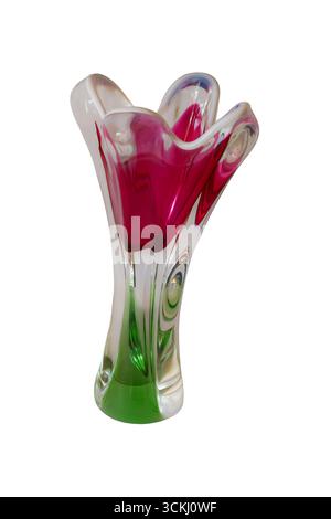 Rote und grüne Murano Glaswaren isoliert auf weißem Hintergrund - Glaswaren aus Murano, Italien, Italienisch Stockfoto