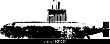 Schwarz-weißes Unterwasserschablonset für nautische und maritime Designs. Stock Vektor