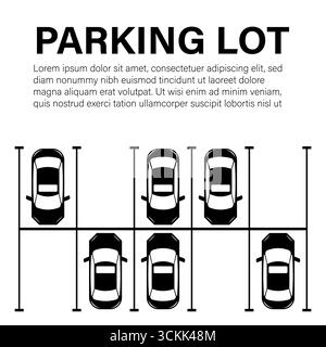 Parkplätze oder Parkplatz aus der Vogelperspektive. Vektorabbildung. Stock Vektor