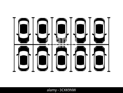Parkplätze oder Parkplatz aus der Vogelperspektive. Vektorabbildung. Stock Vektor
