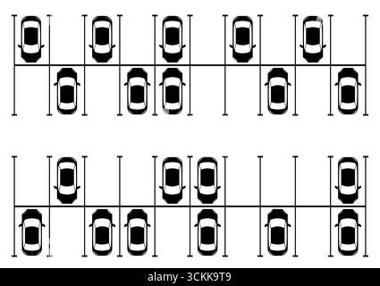 Parkplätze oder Parkplatz aus der Vogelperspektive. Vektorabbildung. Stock Vektor