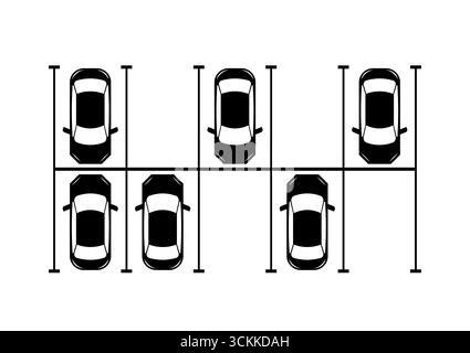 Parkplätze oder Parkplatz aus der Vogelperspektive. Vektorabbildung. Stock Vektor