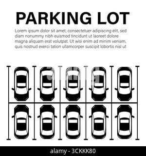 Parkplätze oder Parkplatz aus der Vogelperspektive. Vektorabbildung. Stock Vektor
