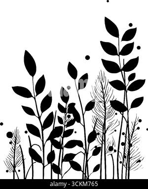 Abstraktes botanisches Banner mit horizontalem Pflanzenwachstum für natürliche Designanwendungen. Stock Vektor