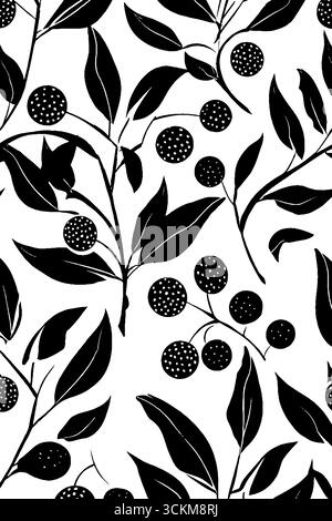 Abstraktes Rahmendesign mit wilden Beeren und Kletterzweigen für Vintage-Dekor. Stock Vektor