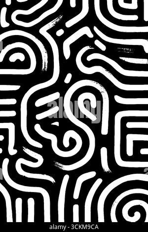 Abstraktes Stammeslinienmuster mit geometrischen Formen für kreativen Design-Hintergrund. Stock Vektor