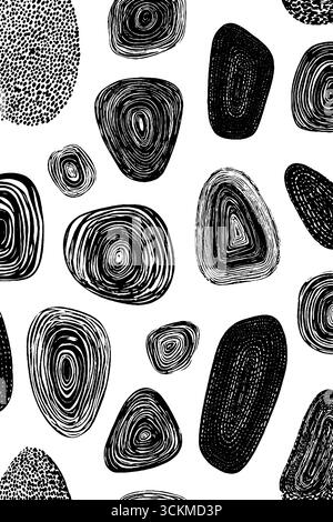 Abstraktes Muster von Protozoen-Körperformen in Schwarz-weiß - ideal für Design, Druck, Karte, Poster. Stock Vektor