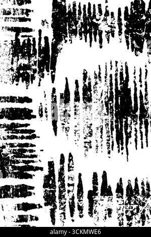 Verzerrtes Schwarzweiß-Wellenformmuster mit Grunge-Textur für künstlerische Hintergrundgestaltung. Stock Vektor