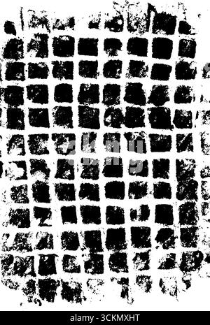 Deprimiertes monochromes, verzerrtes Gitterdesign mit minimalistischer Krümmung für künstlerischen Hintergrund. Stock Vektor