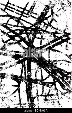 Abstrakte chaotische Straßenkarten in Schwarz-weiß-Design für urbane Kunst. Stock Vektor