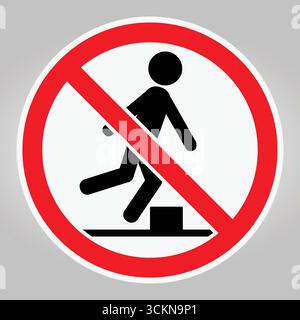 Ein Schild ohne Fußgängerübergang in auffälligem Rot-Schwarz-Design. Sie symbolisiert Sicherheit und Vorsicht für Fußgänger in städtischen Gebieten. Stock Vektor