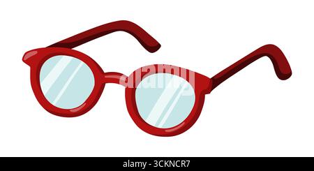 Cartoon Vektor rote Brille. Vektor-isolierte Illustration auf weißem Hintergrund. Stock Vektor