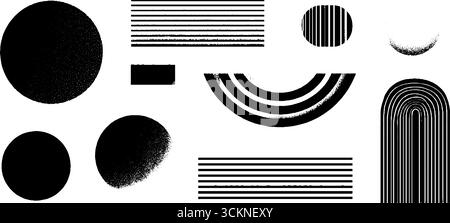 Minimalistisches Illustrationsset mit Gravur und abstrakten geometrischen Formen und Linien für modernes Design. Stock Vektor