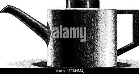 Bauhaus Keramik Teekanne graviert Illustrationsset für Retro-Designprojekte. Stock Vektor