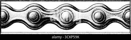 Kompliziertes Tätowierdesign mit gekoppelter Fahrradkette und Kettenrad. Stock Vektor