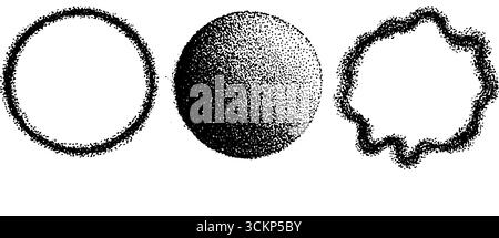 Sehr detailliertes Illustrationsset für stippelnde Tinte mit geometrischen Formen. Stock Vektor